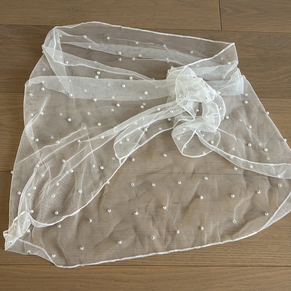 Sheer Pearl-Embellished Sarong - Bridal